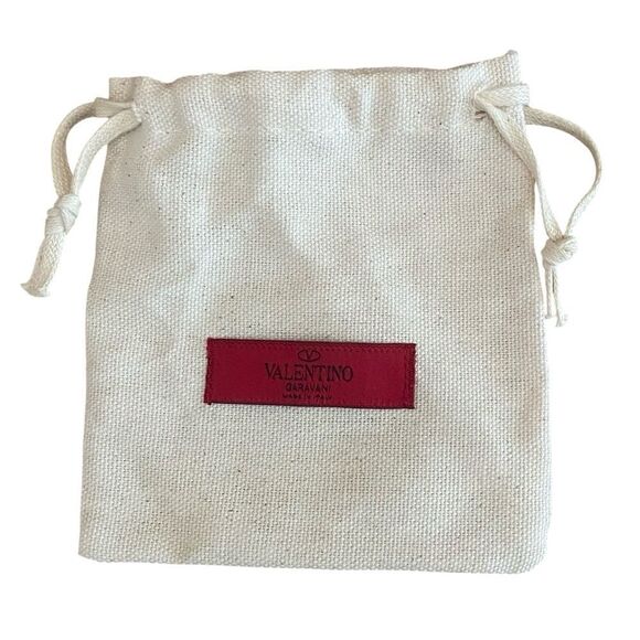 Valentino Cream Logo Drawstring Jewlery/Card/Small Item ouch/Dustbag 4.5" x 4.5" - Picture 1 of 3